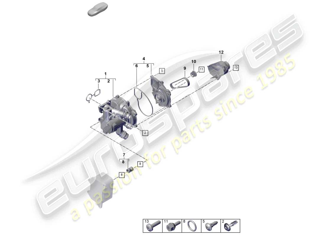 porsche 2026 (cayenne e3 pa) coolant pump coolant regulator connector union part diagram