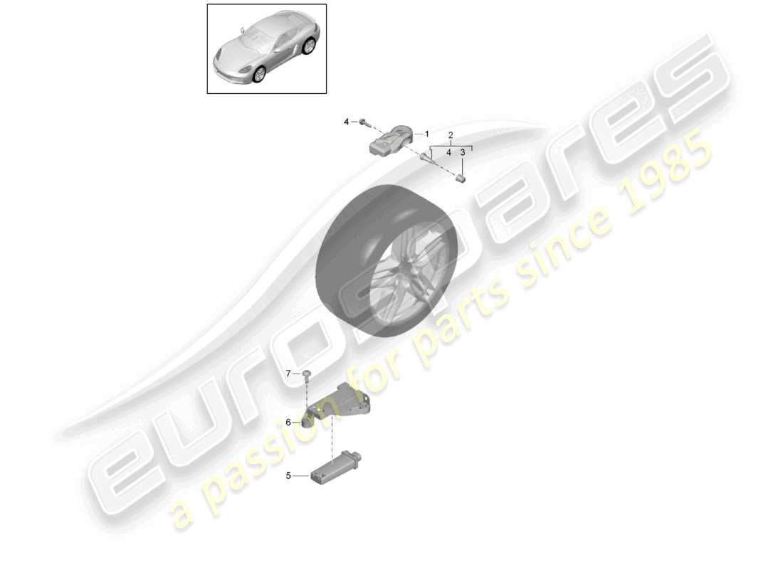 porsche 2024 (718 cayman) tyre pressure control system part diagram