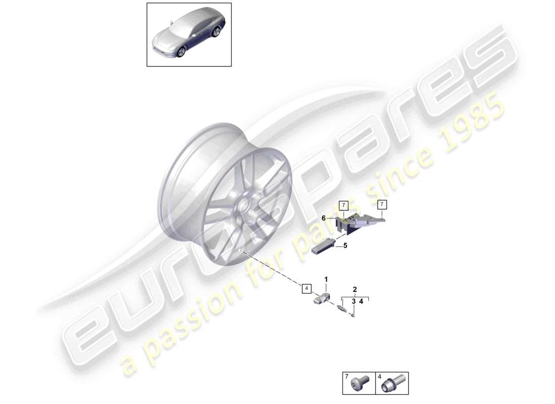 porsche 2021 (panamera 971-1) tyre pressure control system parts diagram