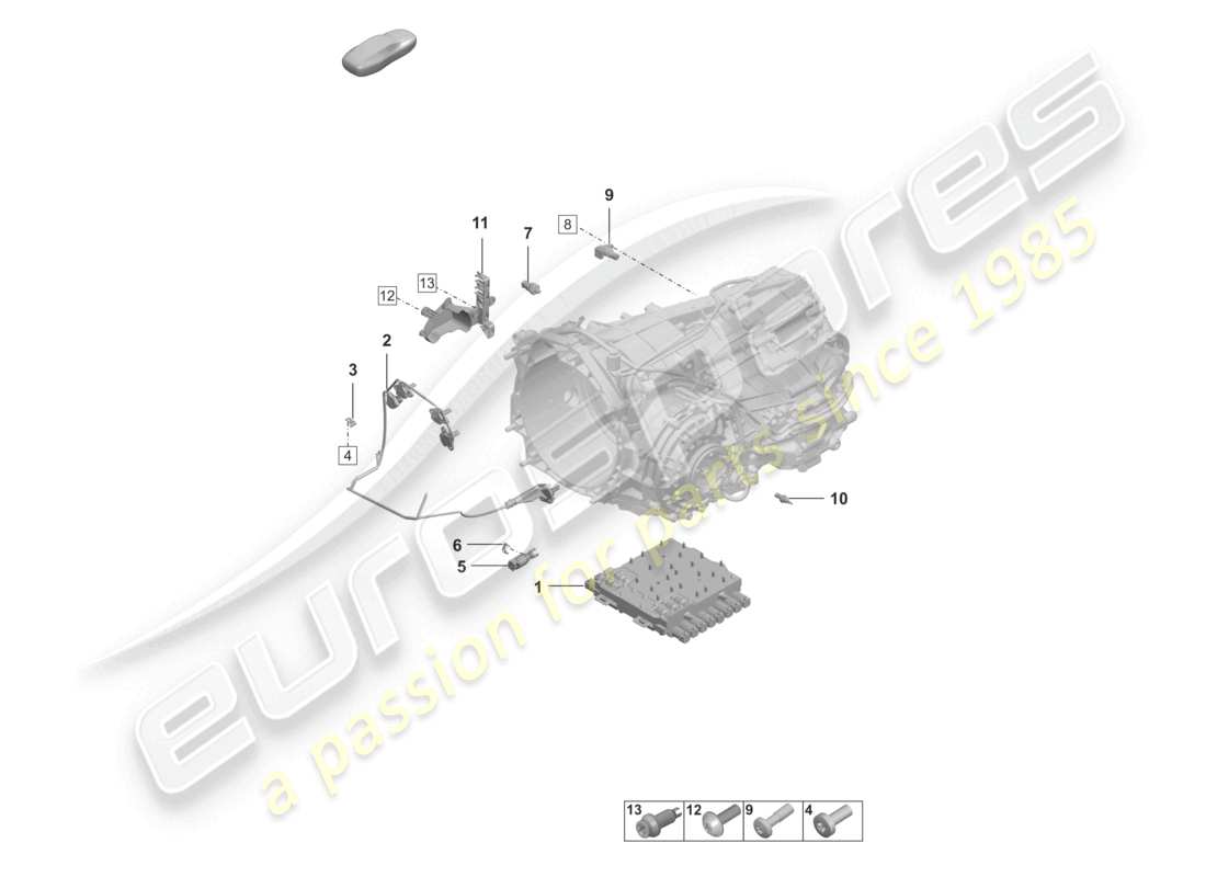 porsche 2022 (992-1) 8-speed dual clutch gearbox - pdk - sensors part diagram
