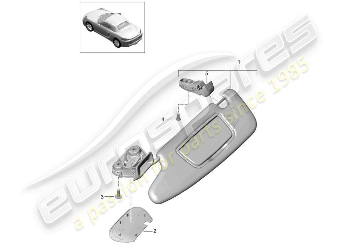 porsche 2021 (718 boxster) sun vizors part diagram