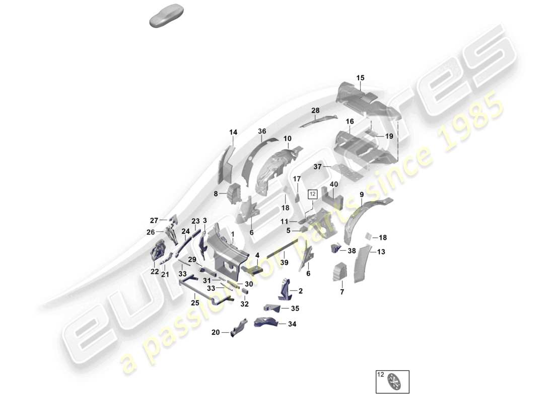 porsche 2026 (992-2) sound absorber damping body part diagram