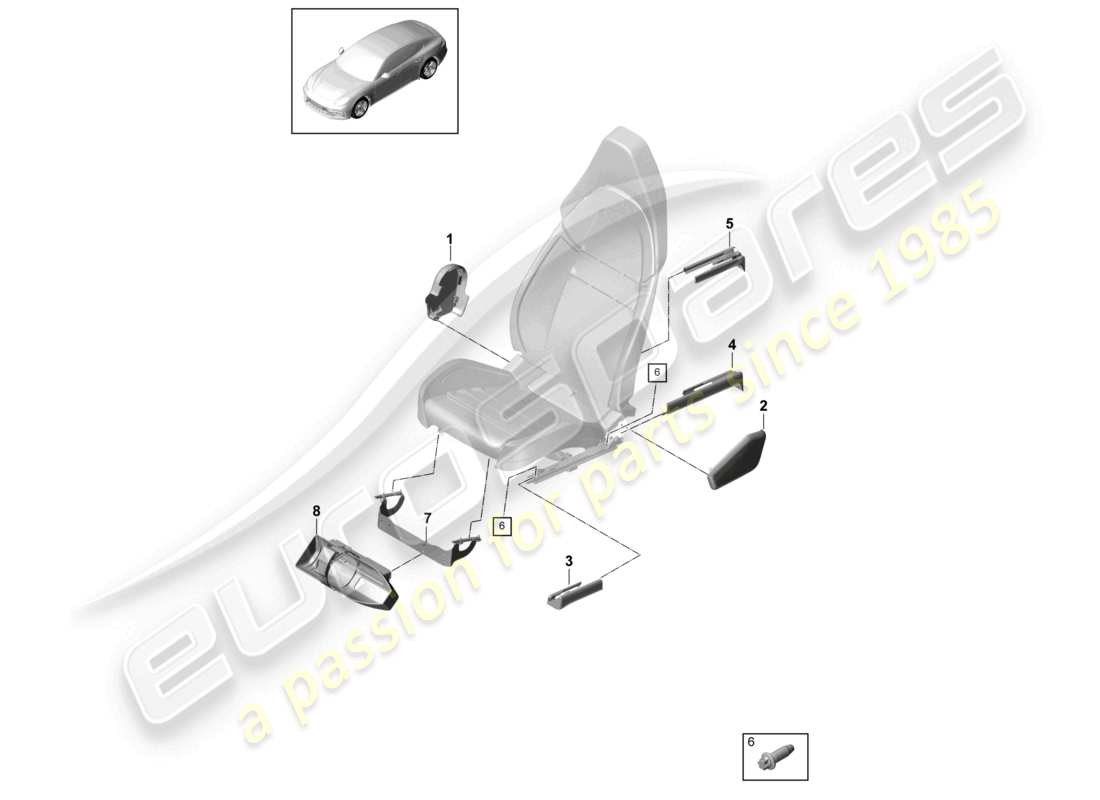 porsche 2021 (panamera 971-1) seat front (complete) no longer available comfort seat part diagram