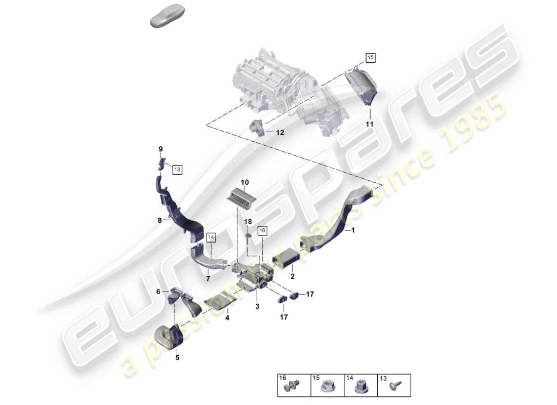 porsche 2025 (panamera 976) air guide 2-zone air-conditioning system passenger comp. ventilation part diagram
