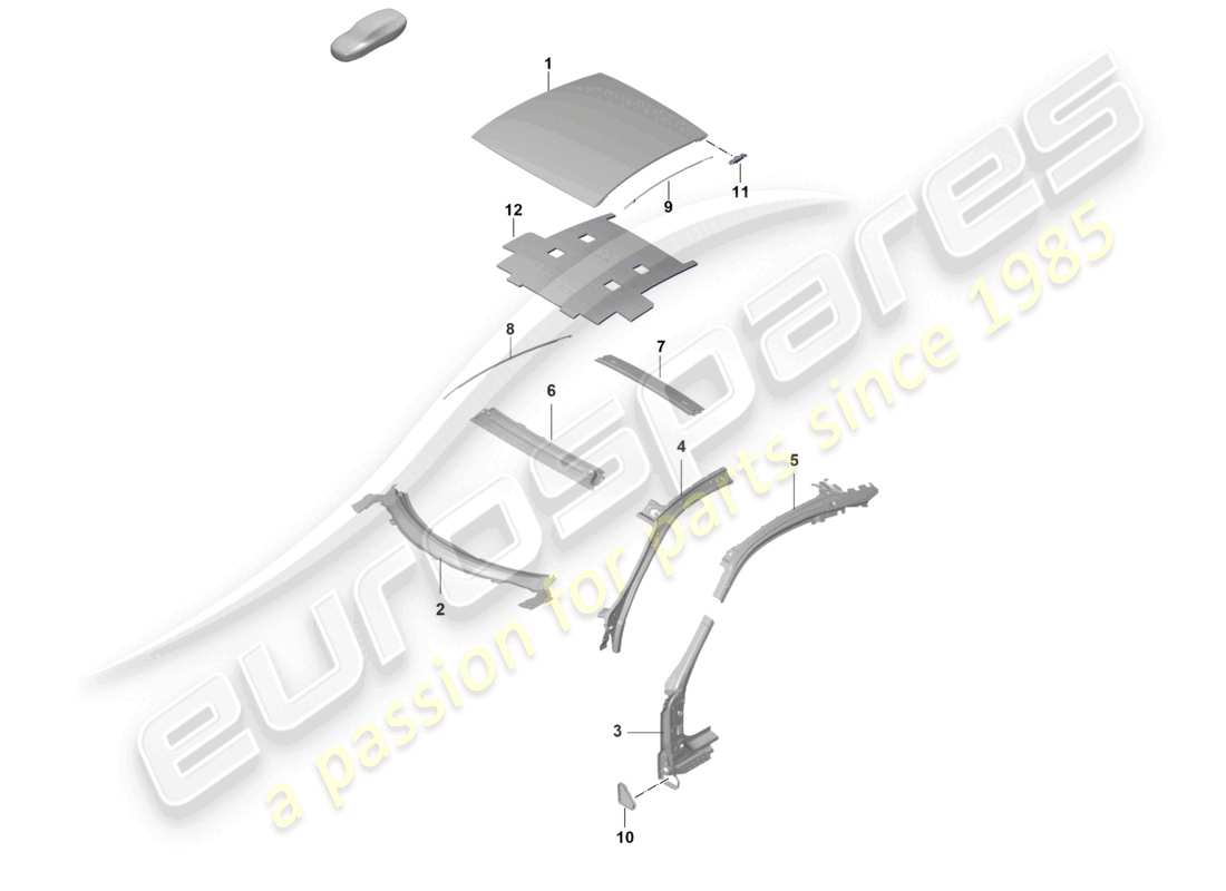 porsche 2023 (992-1 gt3/rs/st) roof a-pillar part diagram