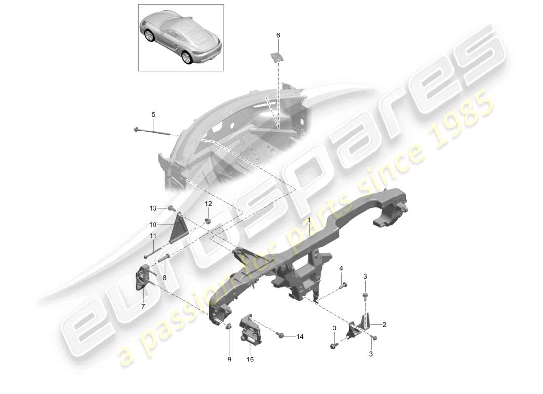 porsche 2026 (718 cayman) retaining frame dashboard part diagram