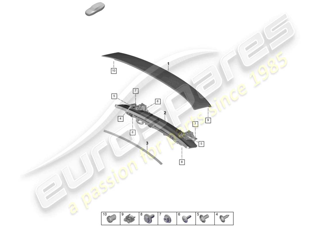porsche 2026 (panamera 976) rear spoiler rear pdm 976.827 part diagram