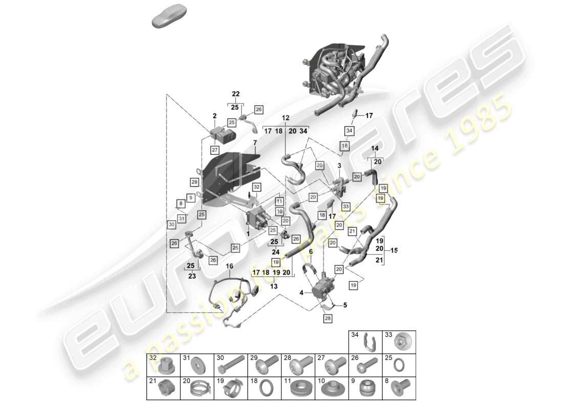 porsche 2026 (panamera 976) heating, air cond. system for vehicles with hybrid drive evaporator battery cooling system part diagram