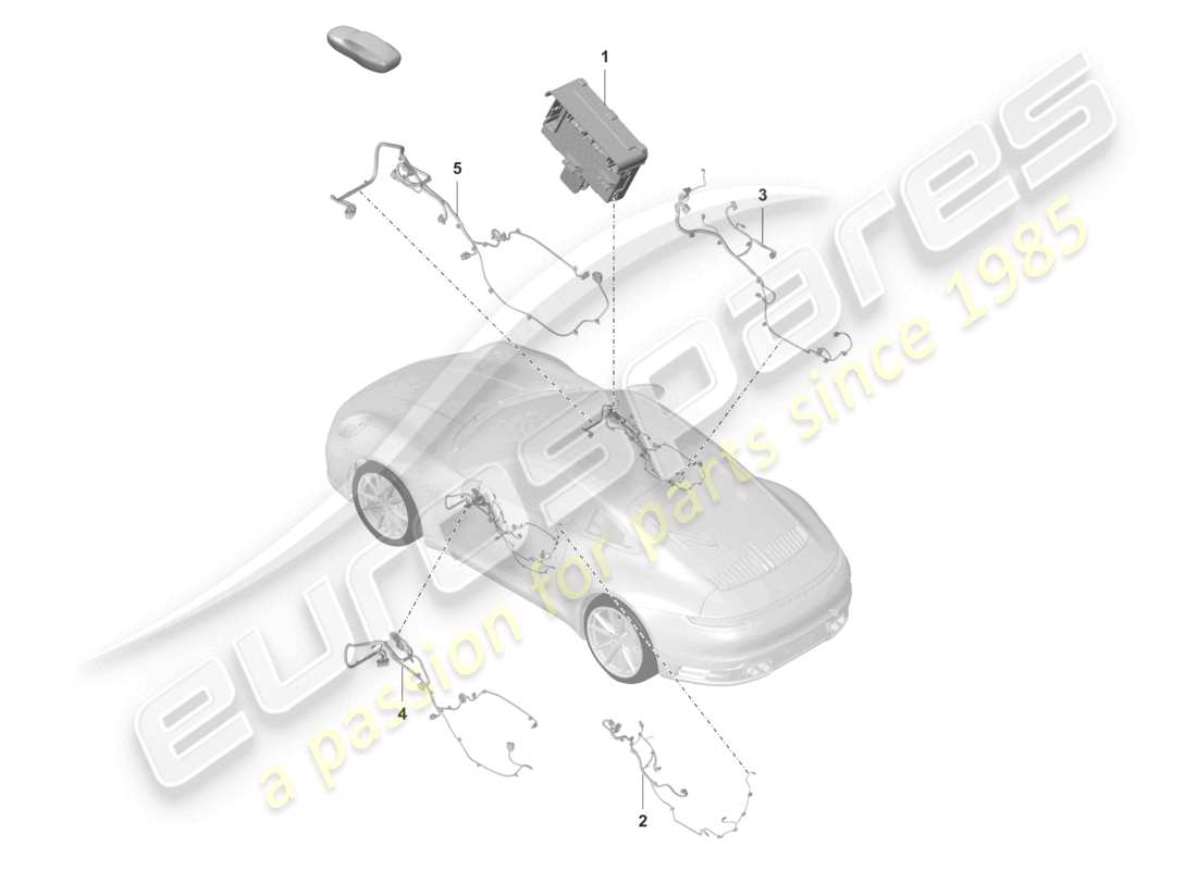 porsche 2022 (992-1) doors control units wiring looms part diagram