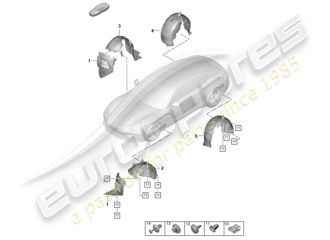 porsche 2026 (panamera 976) trim wheel housing liner part diagram