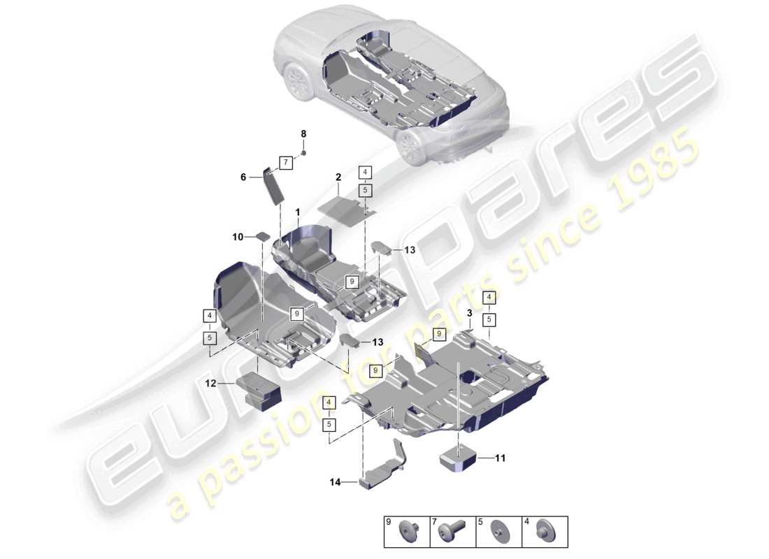 porsche 2026 (cayenne e3 pa) flooring parts diagram