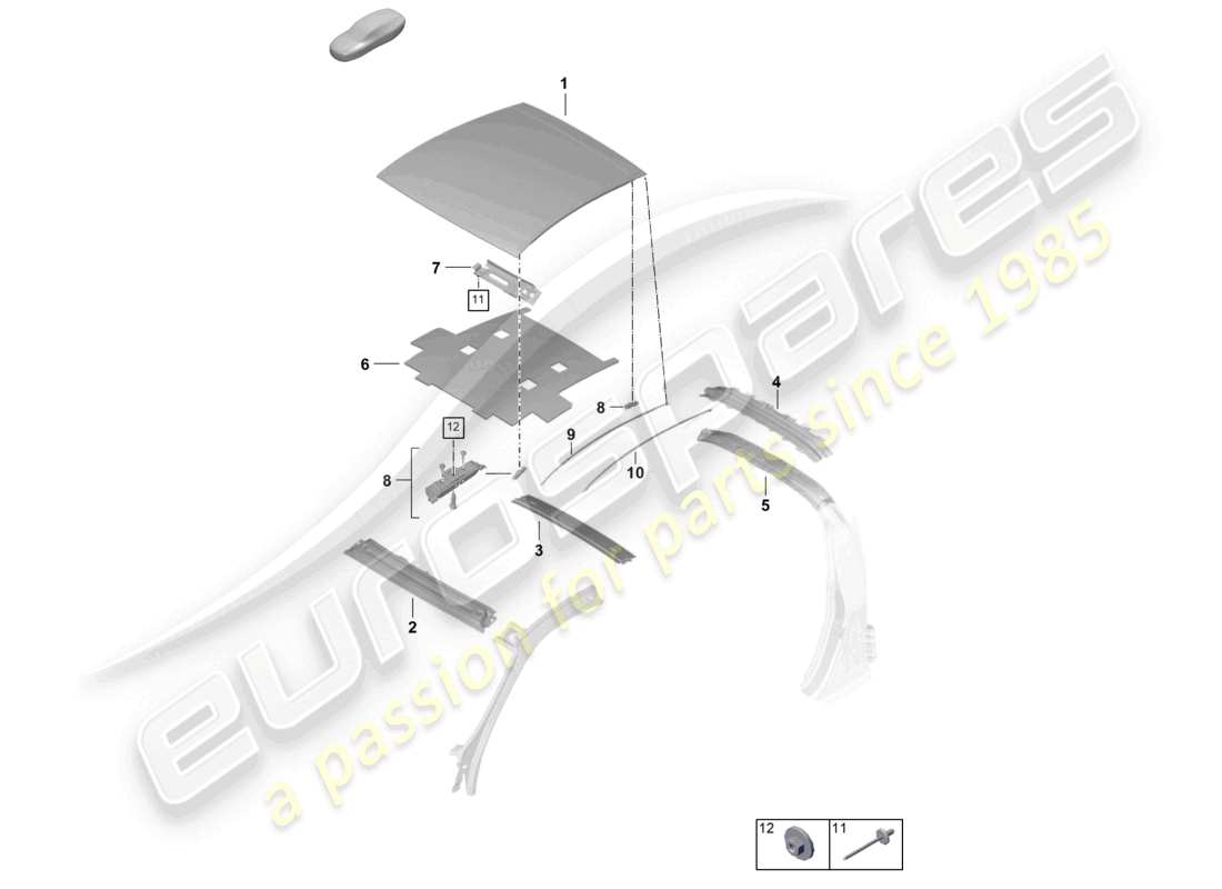 porsche 2024 (992-2) roof cross member coupe targa part diagram