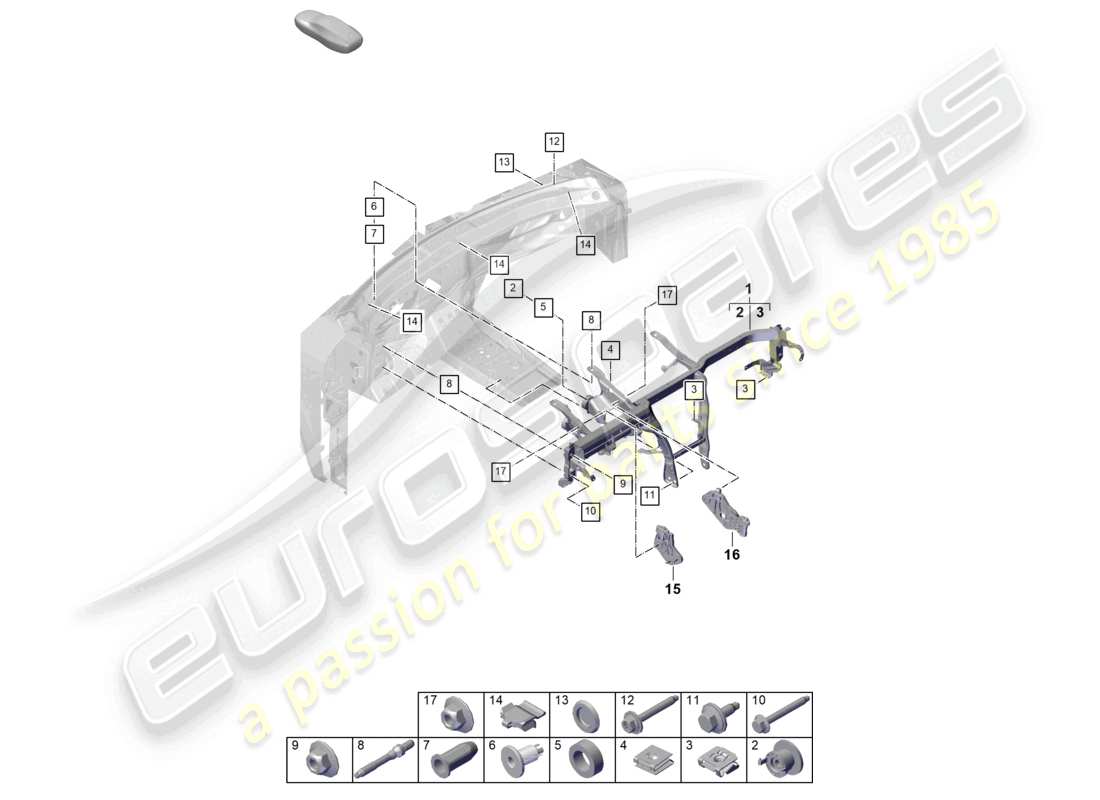 porsche 2026 (cayenne e3 pa) retaining frame instrument panel trim parts diagram