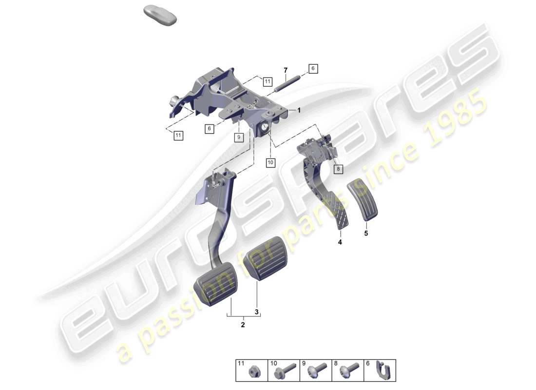 porsche 2026 (cayenne e3 pa) brake and accel. lever mech. parts diagram