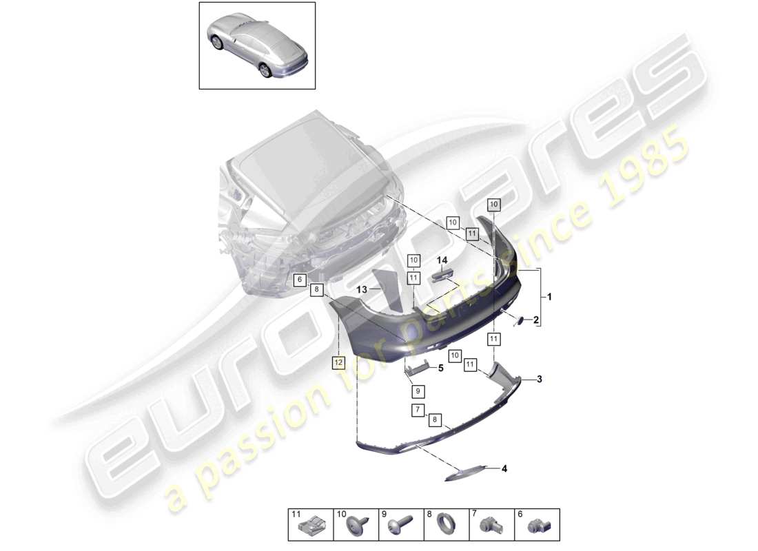 porsche 2021 (panamera 971-1) bumper rear part diagram
