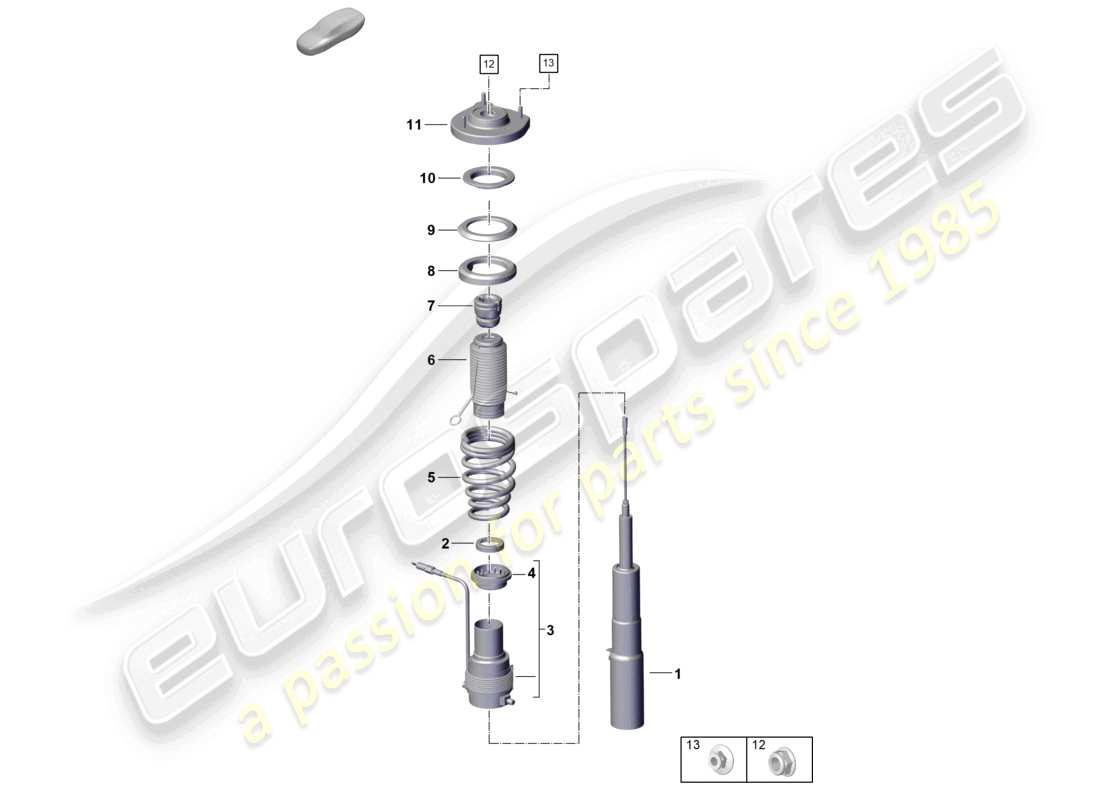 porsche 2025 (992-2) suspension shock absorbers for vehicles with adaptive suspension part diagram