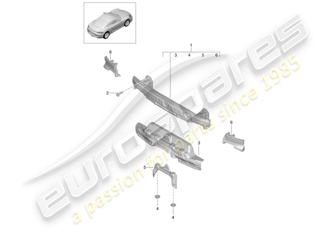 porsche 2024 (718 cayman) bumper carrier rear part diagram