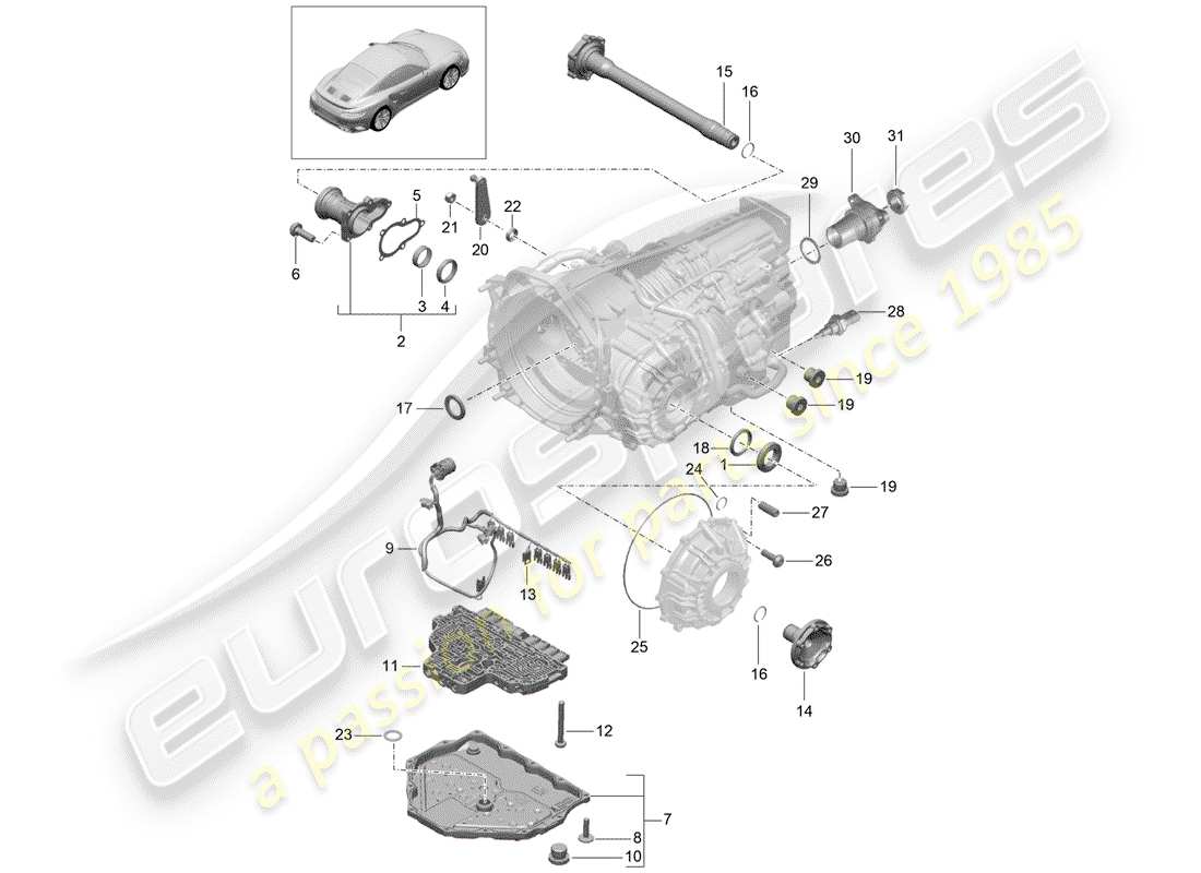 porsche 2018 (991-2 turbo) - pdk - part diagram