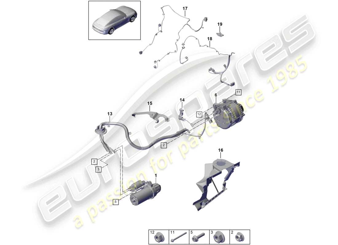 porsche 2021 (panamera 971-1) starter alternator part diagram