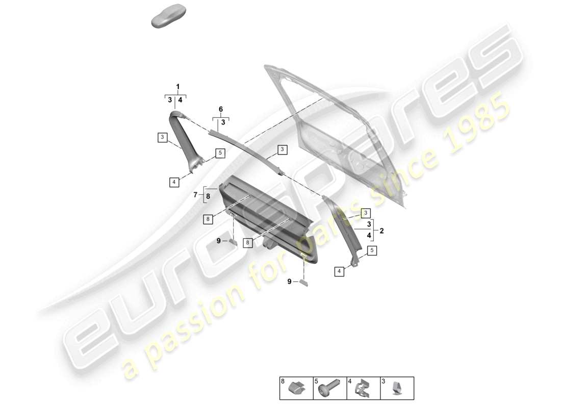 porsche 2025 (panamera 976) trim inner rear lid part diagram