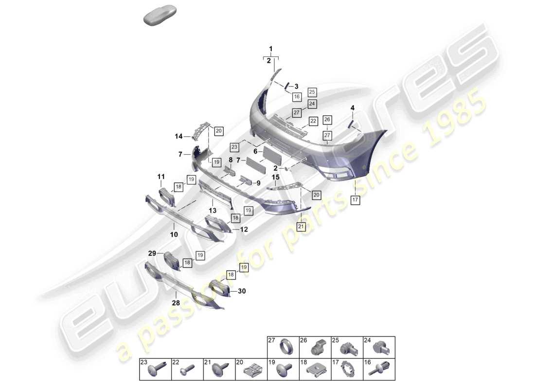 porsche 2024 (992-2) bumper rear part diagram