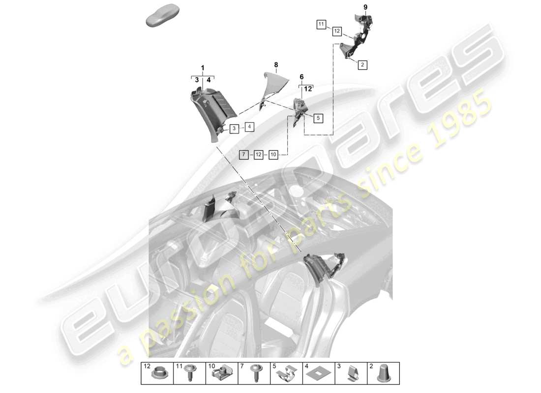 porsche 2026 (panamera 976) c-pillar trim part diagram