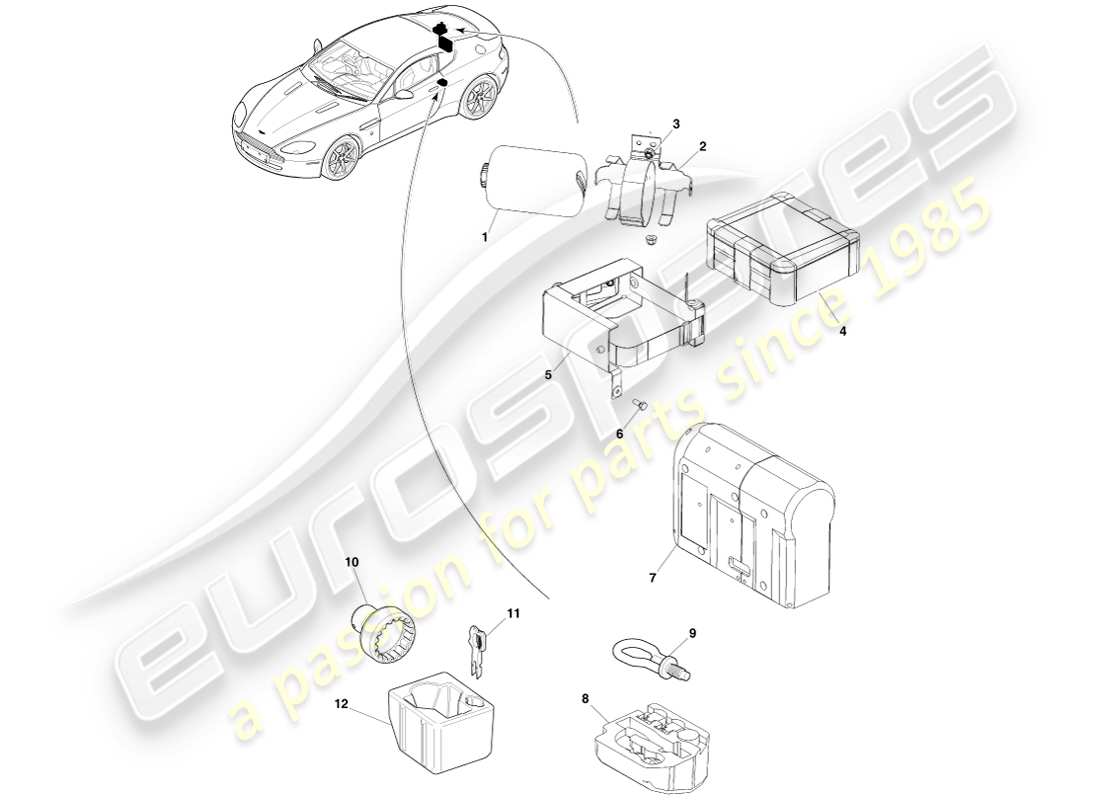 a part diagram from the aston martin v8 vantage (2005) parts catalogue