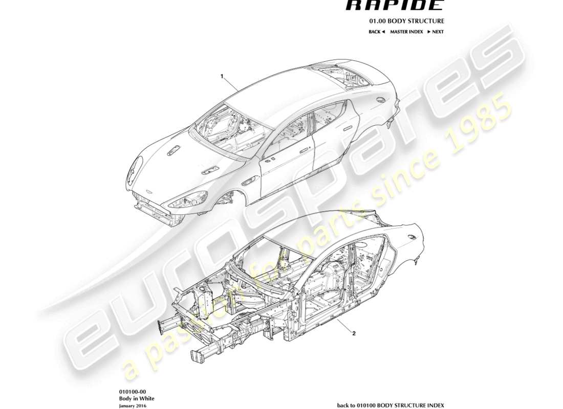 aston martin rapide (2013) body in white part diagram