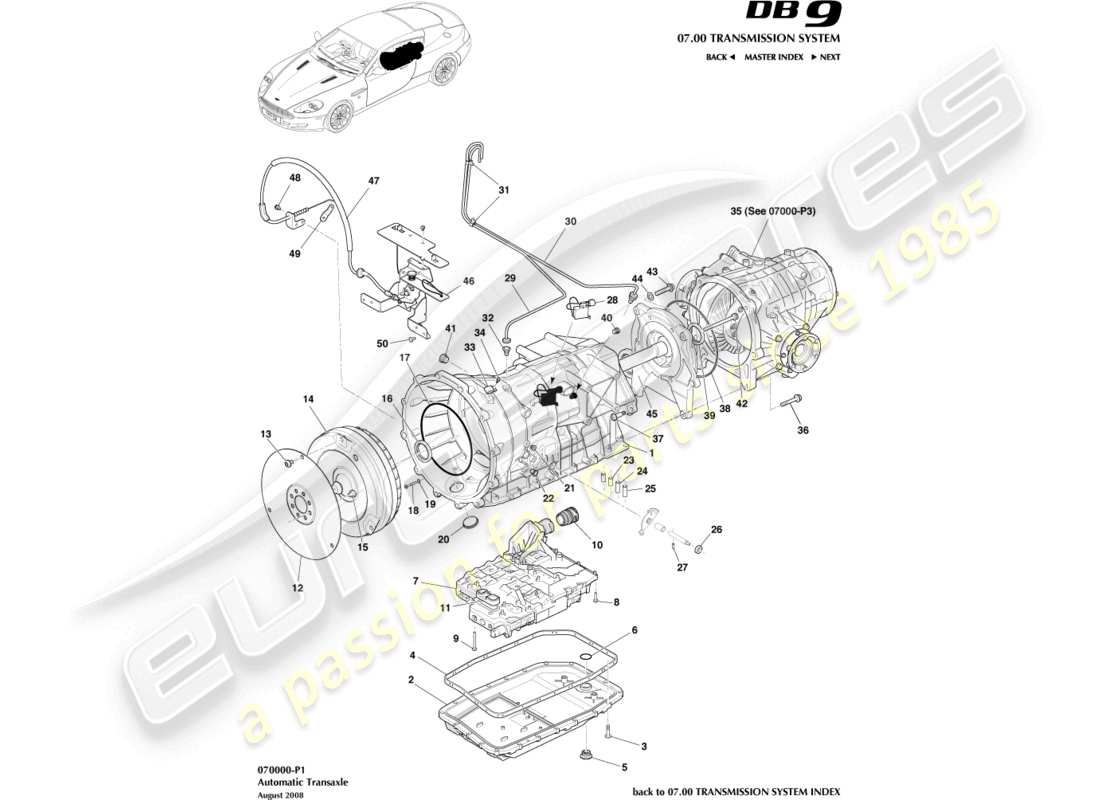 a part diagram from the aston martin db9 (2012) parts catalogue