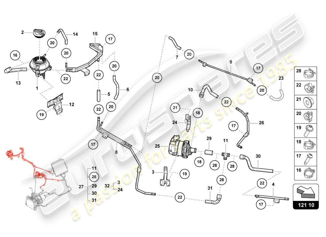 a part diagram from the lamborghini countach lpi 800-4 (2022) parts catalogue