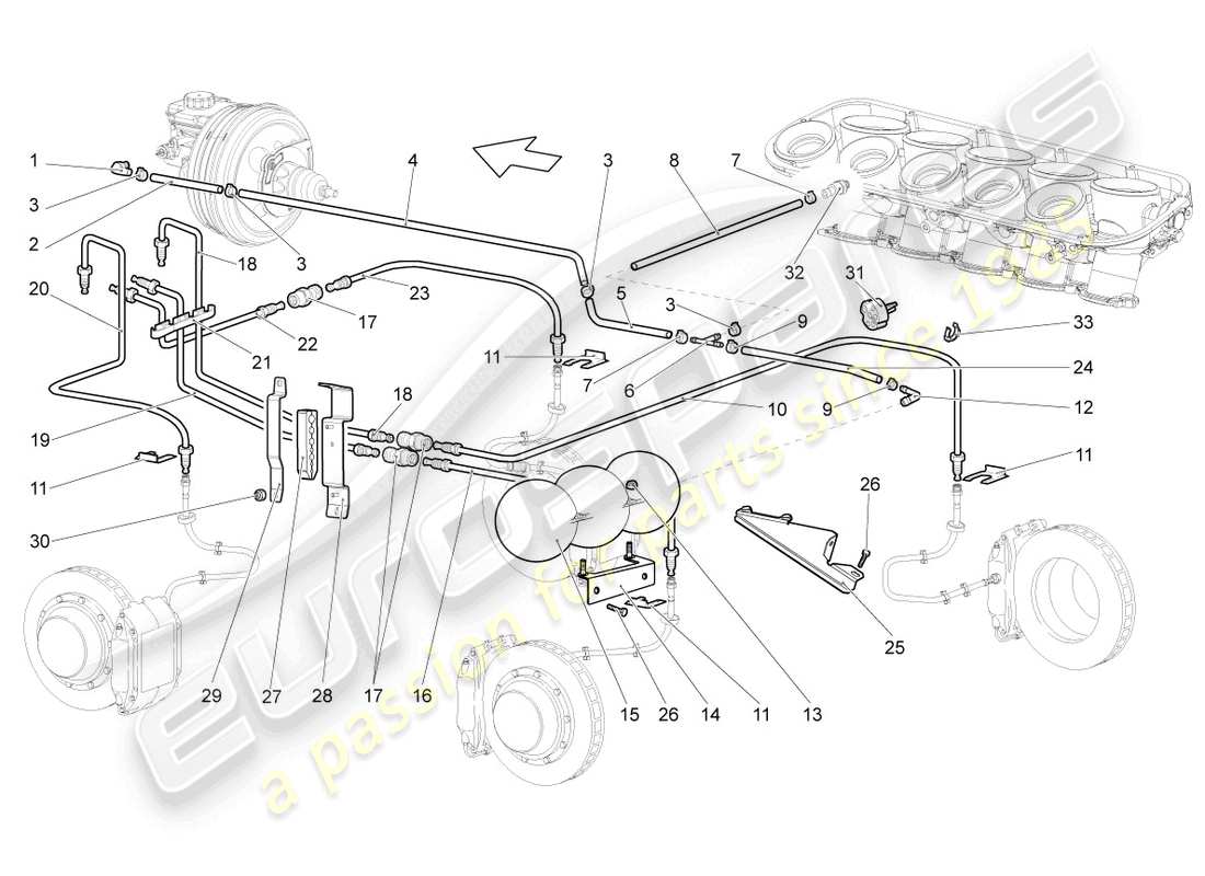 a part diagram from the lamborghini gallardo coupe (2006) parts catalogue
