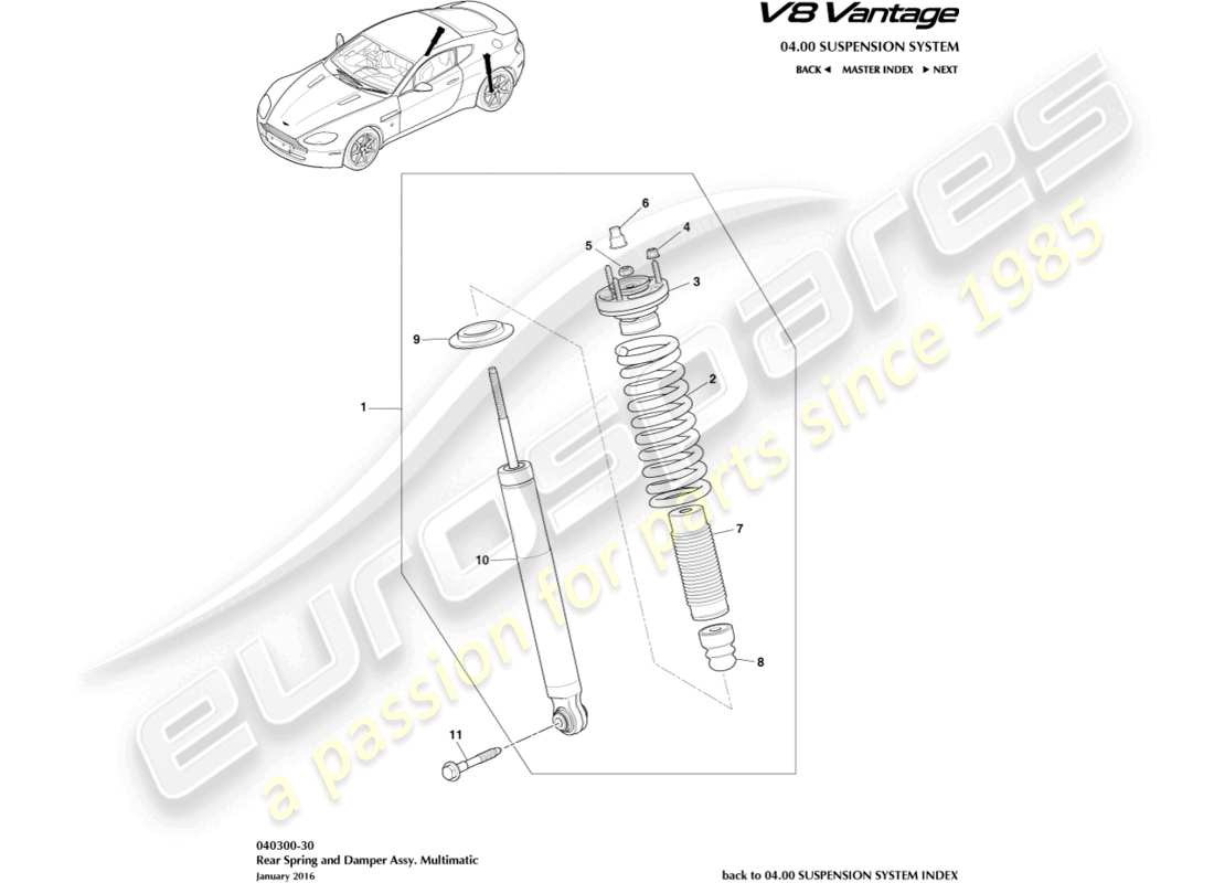 a part diagram from the aston martin v8 vantage (2011) parts catalogue