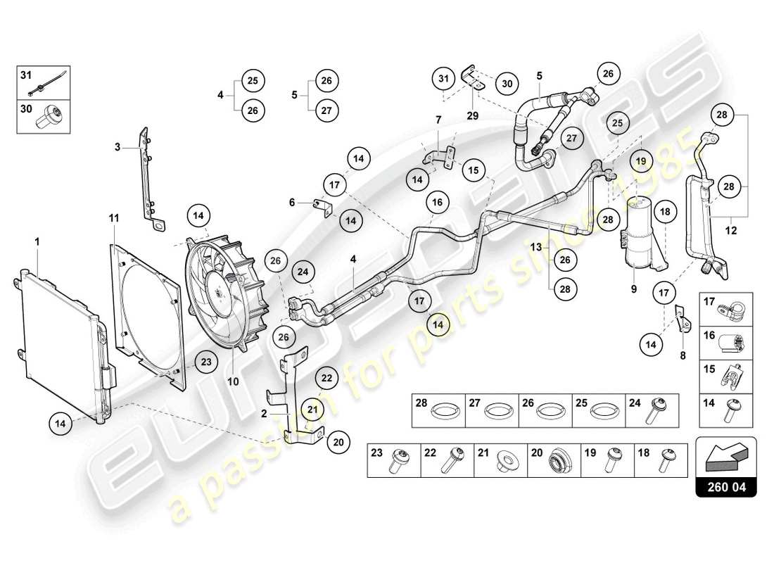 a part diagram from the lamborghini ultimae (2022) parts catalogue