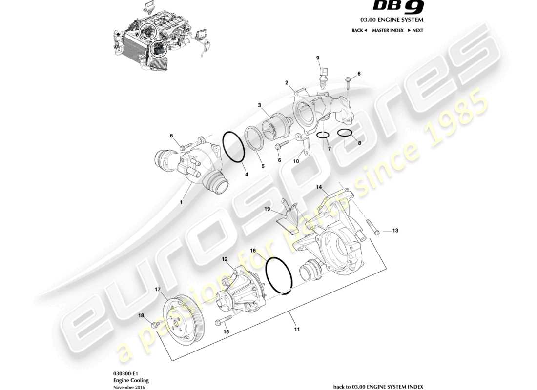 a part diagram from the Aston Martin DB9 (2012) parts catalogue