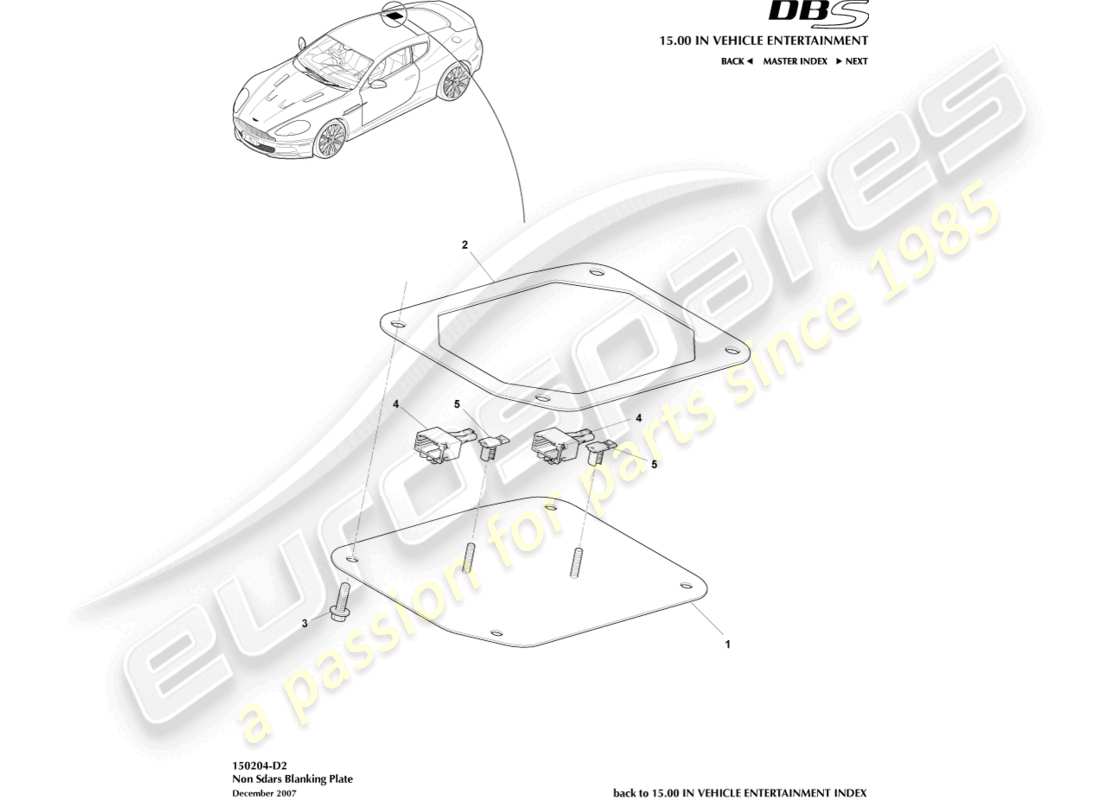 aston martin dbs (2013) non sdars blanking plate part diagram