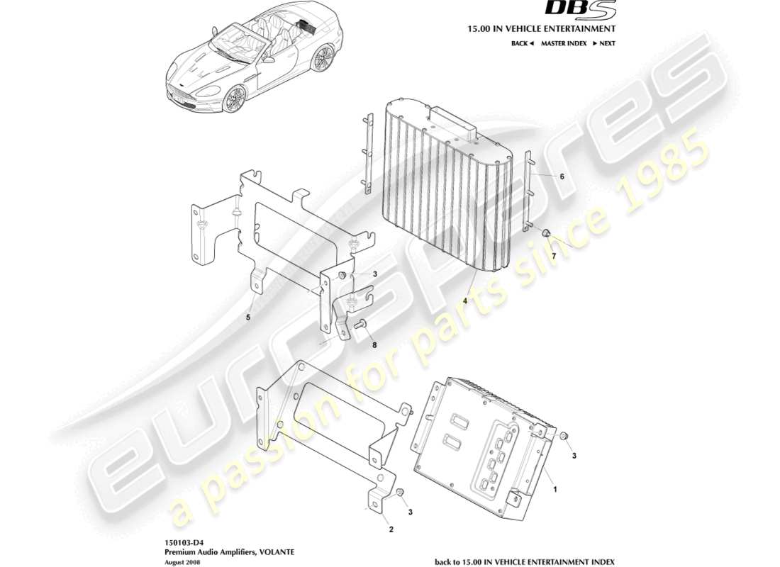 aston martin dbs (2014) premium amplifiers, volante part diagram