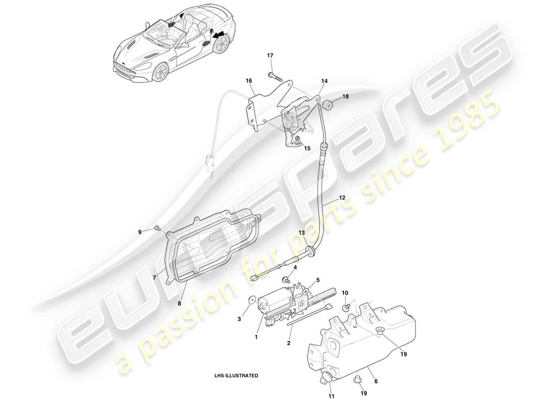 aston martin vanquish (2013) tonneau latches part diagram
