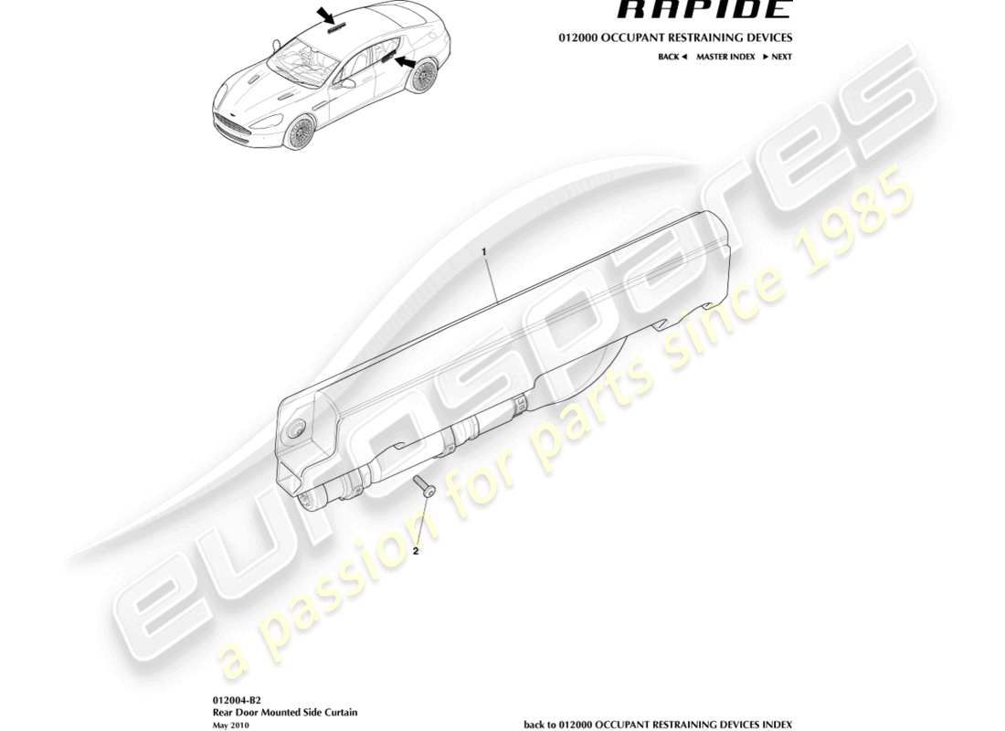 a part diagram from the aston martin rapide parts catalogue