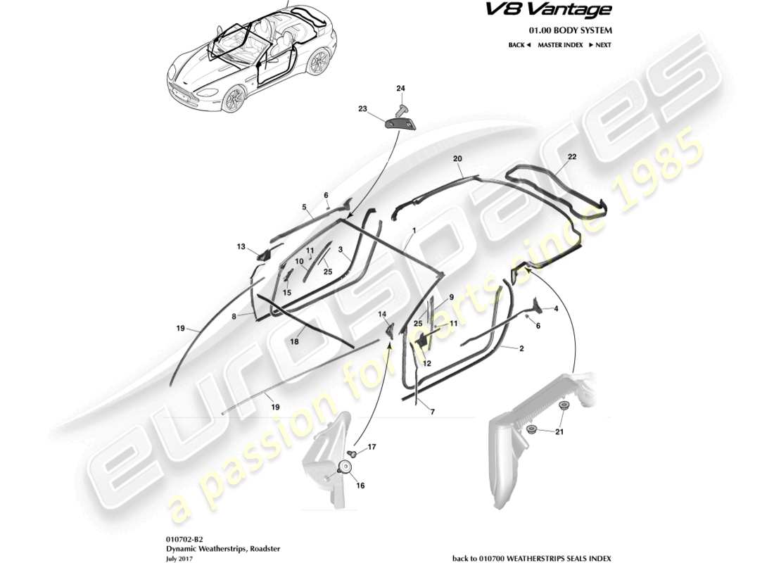 a part diagram from the Aston Martin V8 Vantage (2006) parts catalogue