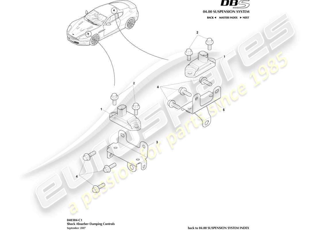 a part diagram from the aston martin dbs parts catalogue