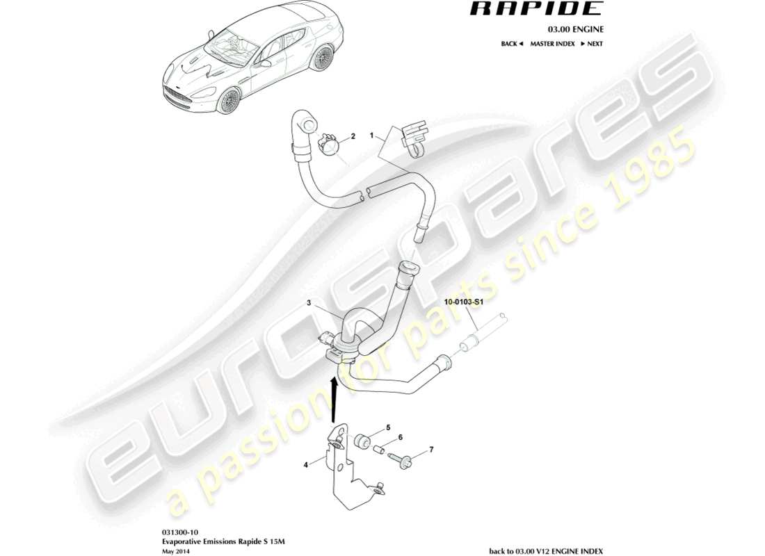 aston martin rapide (2017) evaporative emissions, 15my part diagram
