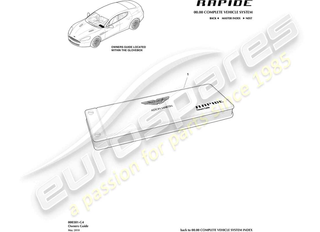 a part diagram from the aston martin rapide (2012) parts catalogue