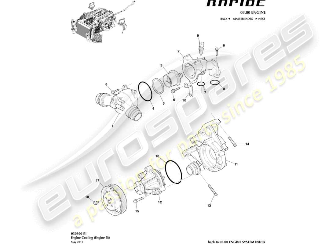 a part diagram from the aston martin rapide (2016) parts catalogue