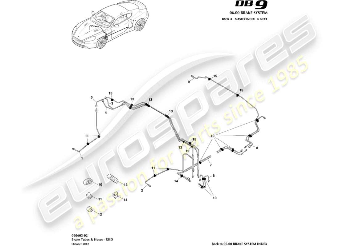 a part diagram from the aston martin db9 (2016) parts catalogue