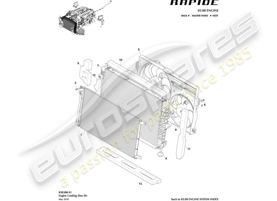 a part diagram from the aston martin rapide (2019) parts catalogue