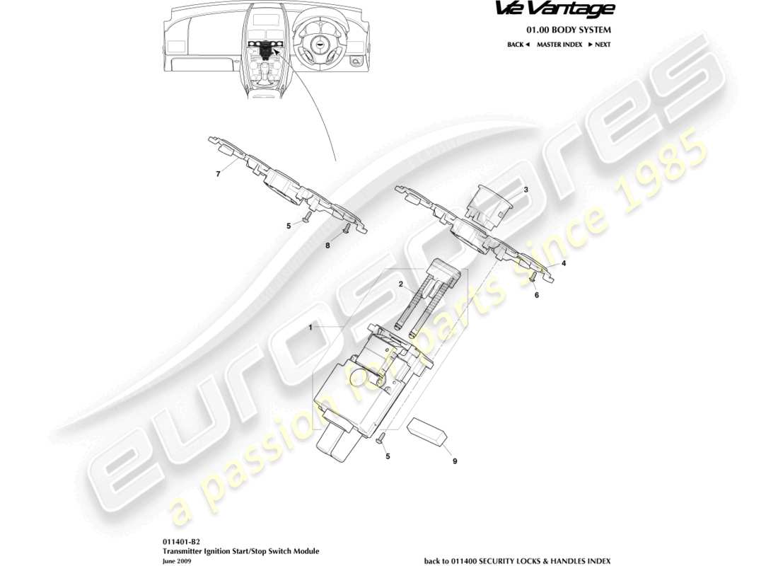 aston martin v12 vantage (2011) start/stop module, 09my part diagram