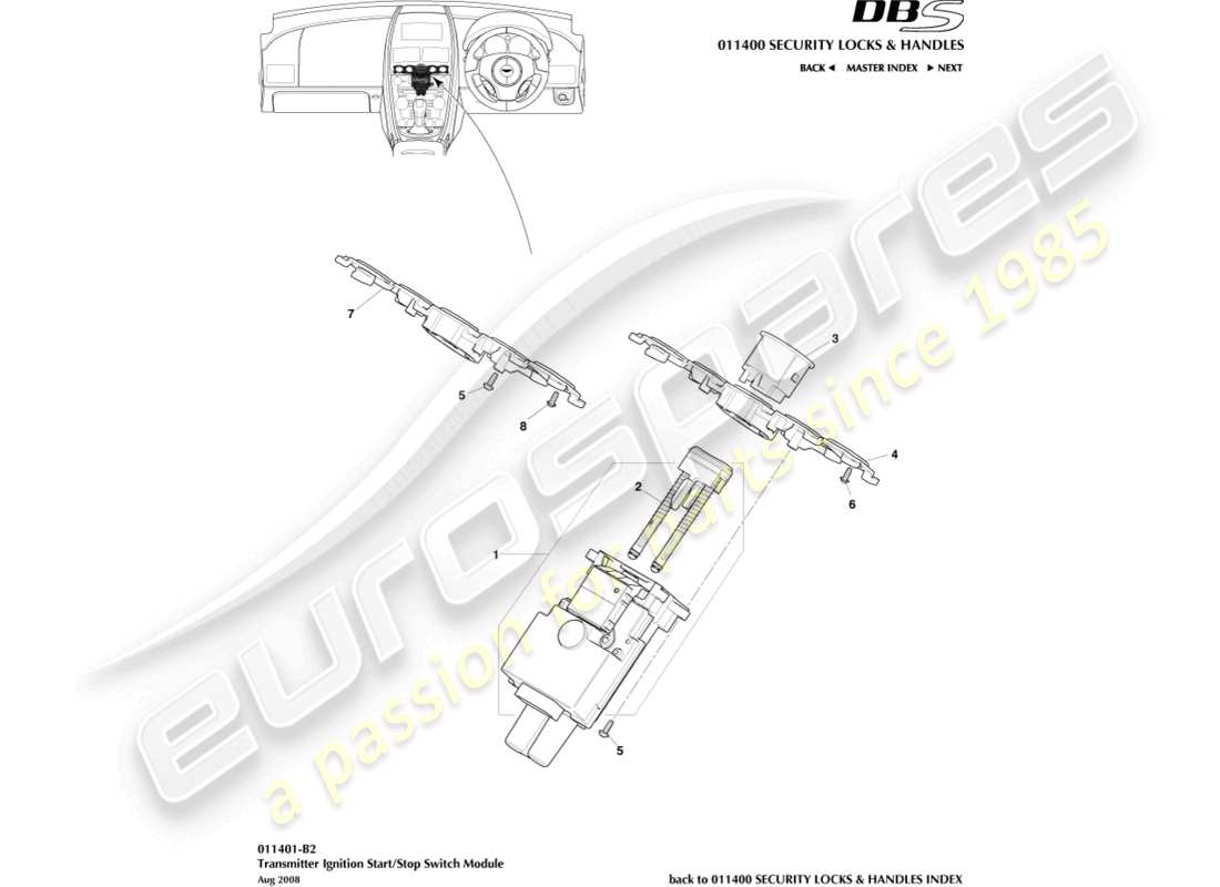 aston martin dbs (2013) start/stop module part diagram