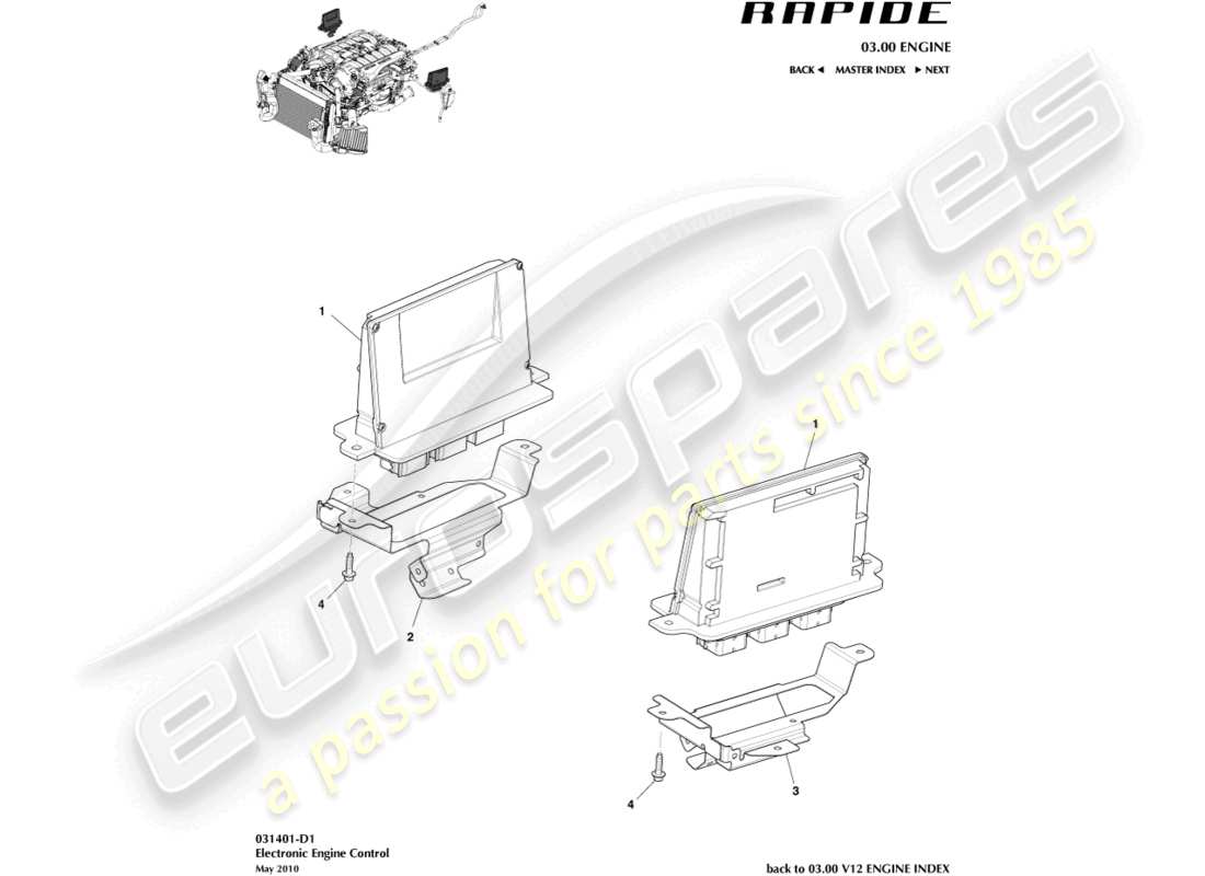 aston martin rapide (2013) electronic engine control part diagram