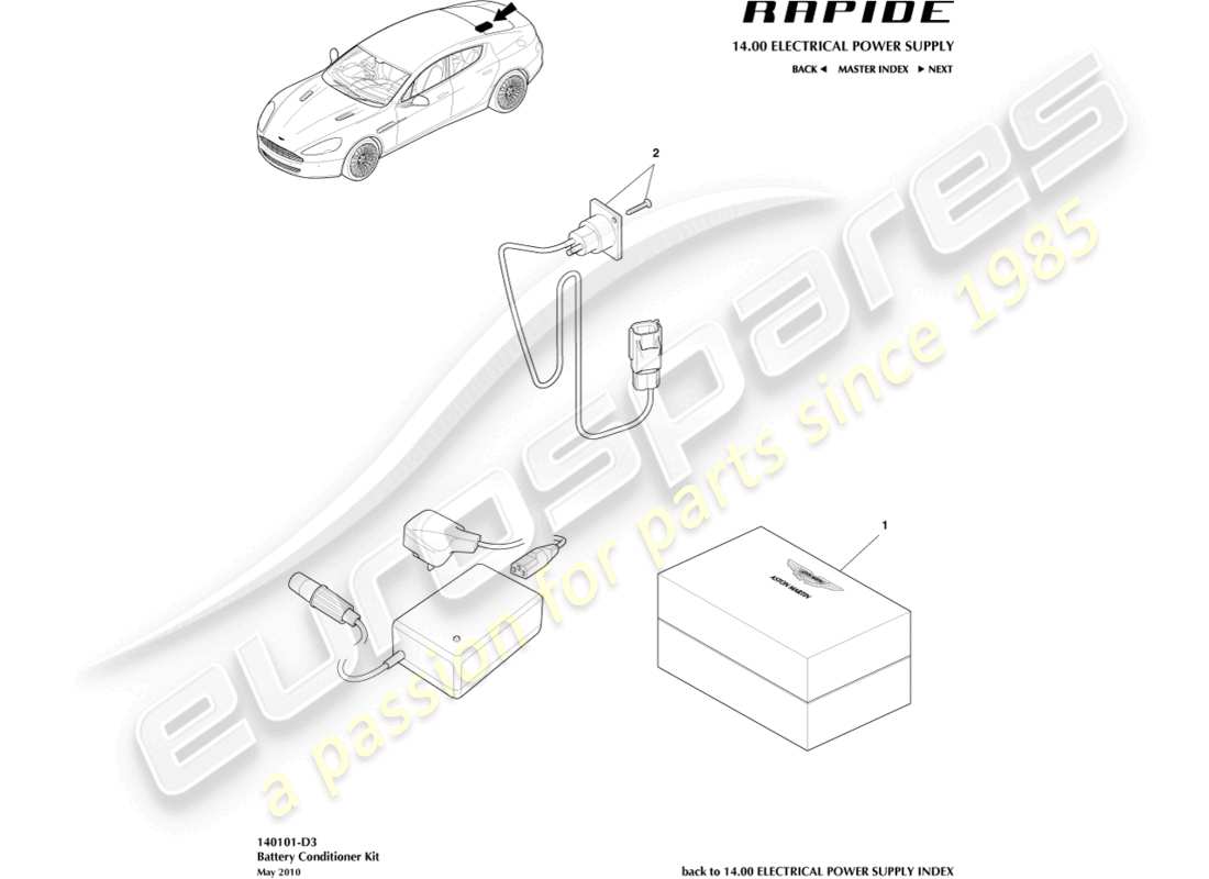 aston martin rapide (2013) battery conditioner kit part diagram