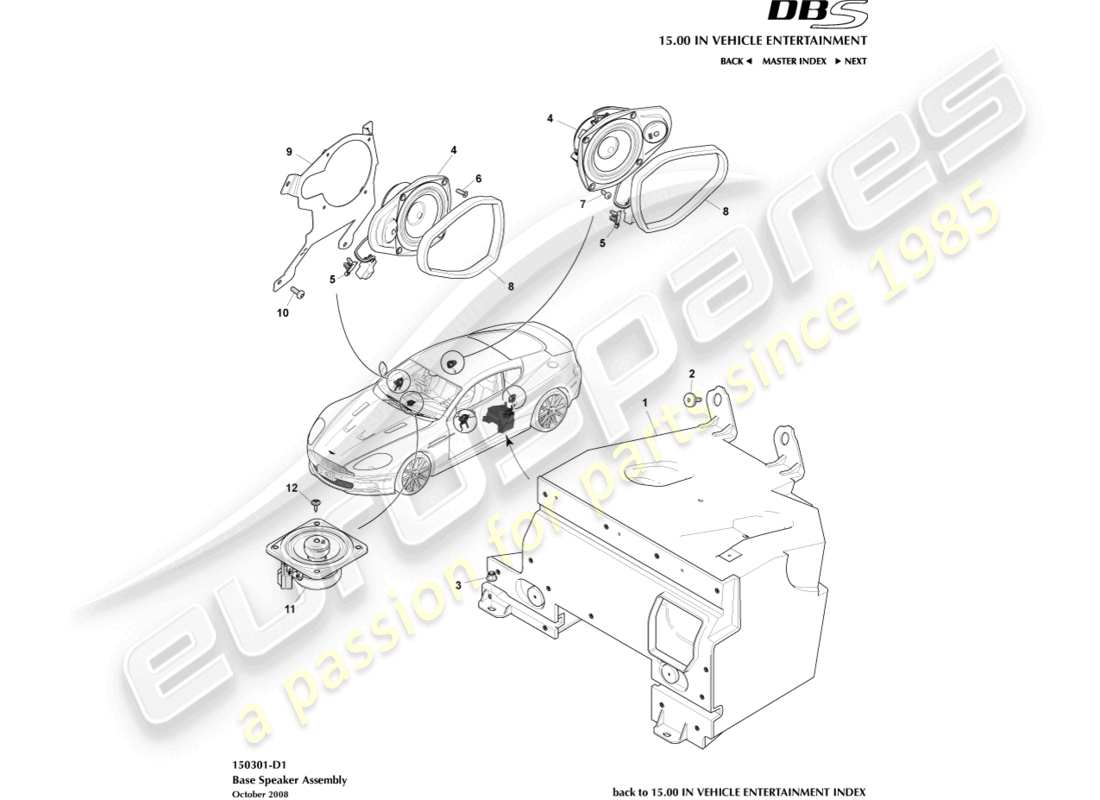 aston martin dbs (2007) speaker, base part diagram